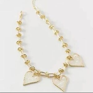 Urban Outfitters Three Heart Choker Necklace Gold Tone